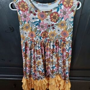 Floral Sleeveless Dress with Ruffle Hem